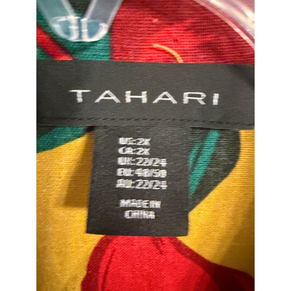 TAHARI Tropical Floral Print Linen Blend Button Front Jacket Women's 2X - Picture 2 of 4